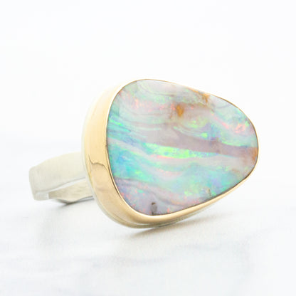 Sterling & 14K Gold Boulder Opal Ring