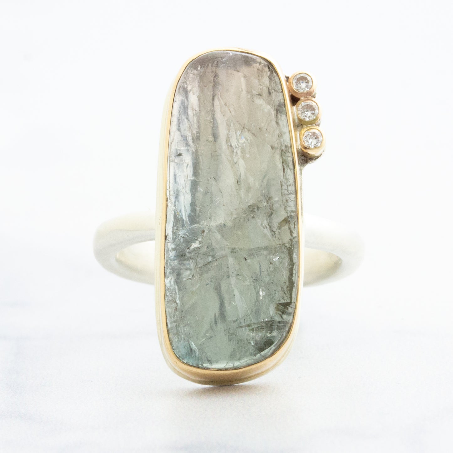 Sterling & 14K Gold Blue Tourmaline & Diamond Ring