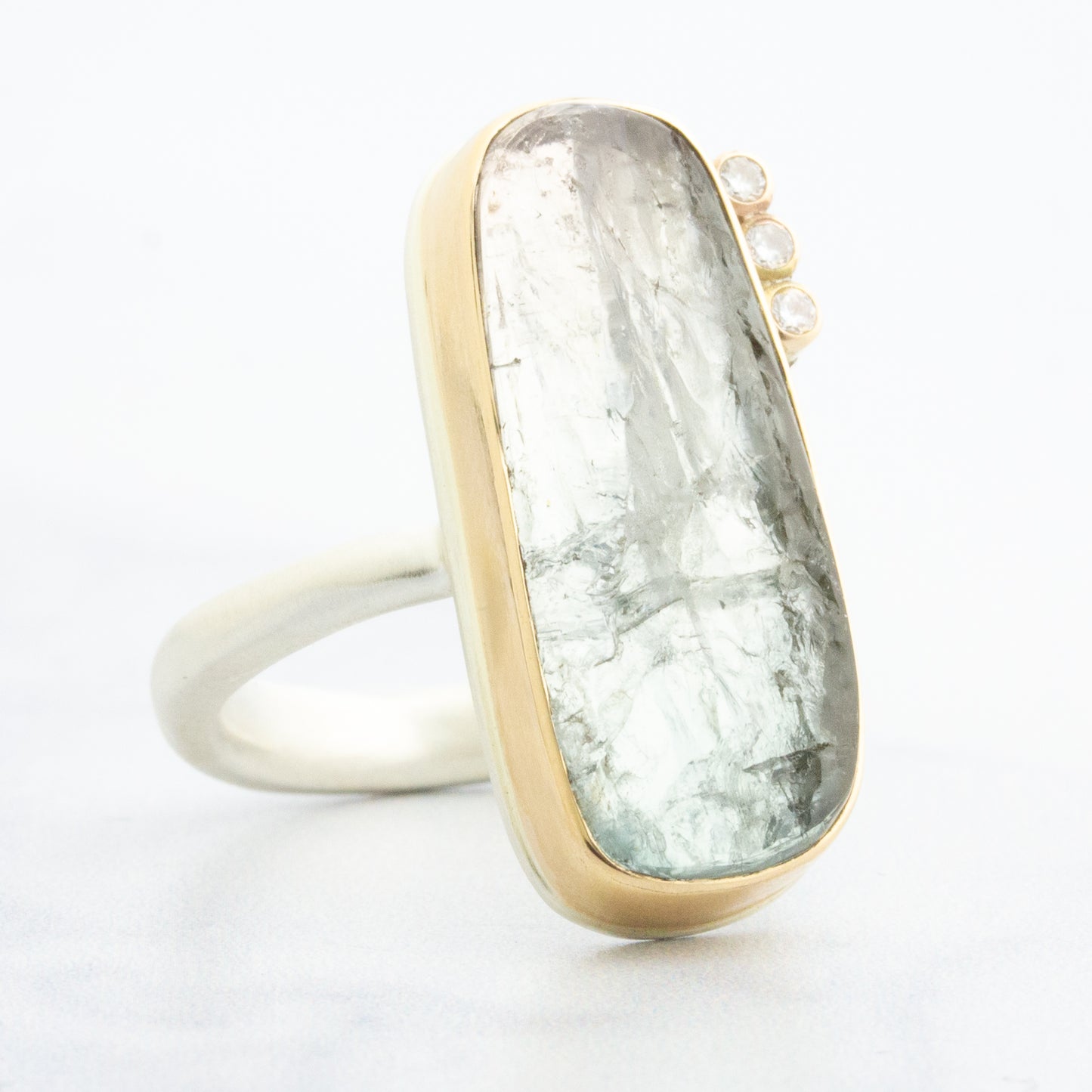 Sterling & 14K Gold Blue Tourmaline & Diamond Ring