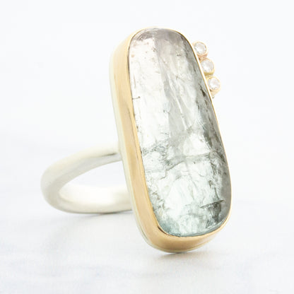 Sterling & 14K Gold Blue Tourmaline & Diamond Ring