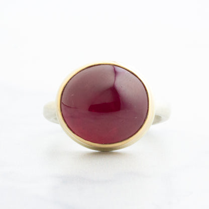 Sterling & 14K Gold African Ruby Ring