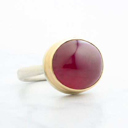 Sterling & 14K Gold African Ruby Ring