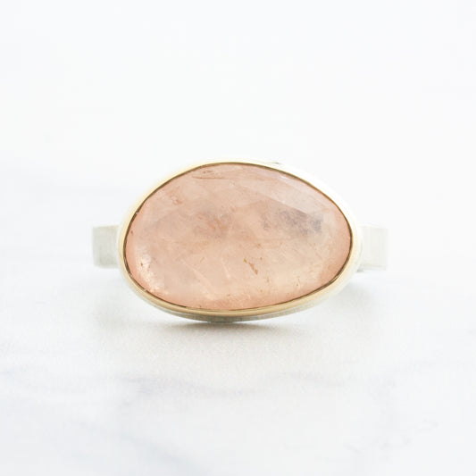 Sterling & 14K Gold Asymmetrical Morganite Ring