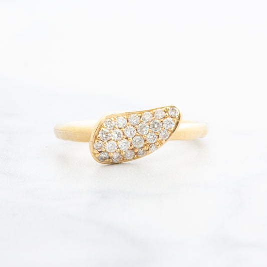 14k Gold Wave Pave Diamond Ring