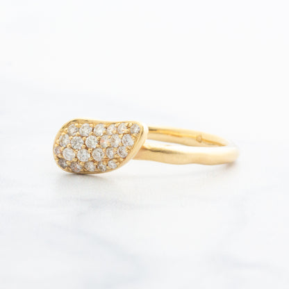 14k Gold Wave Pave Diamond Ring