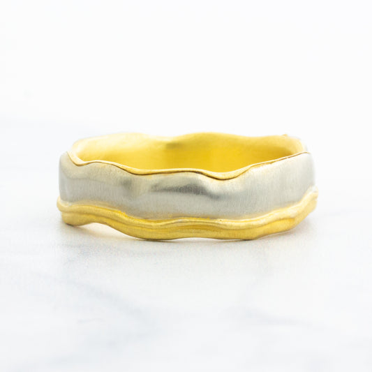 14k White & 22k Yellow Gold Men's Ring
