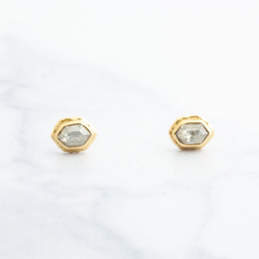 14K Gold .64 tcw Rustic Diamond Post Earrings