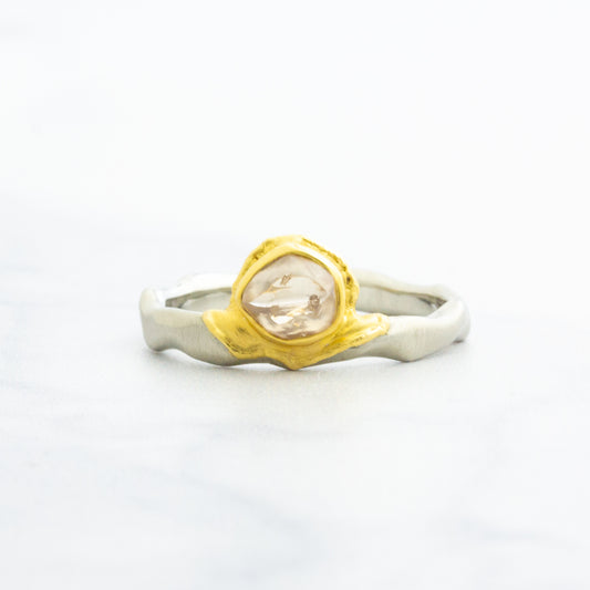 14k White & 22k Yellow Gold Dodecahedron Diamond Ring
