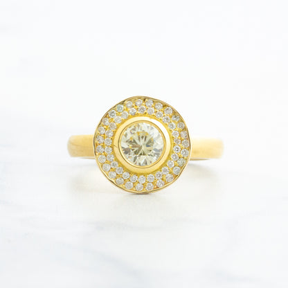 18k Gold 1.14 tcw Diamond Solitaire Halo Ring