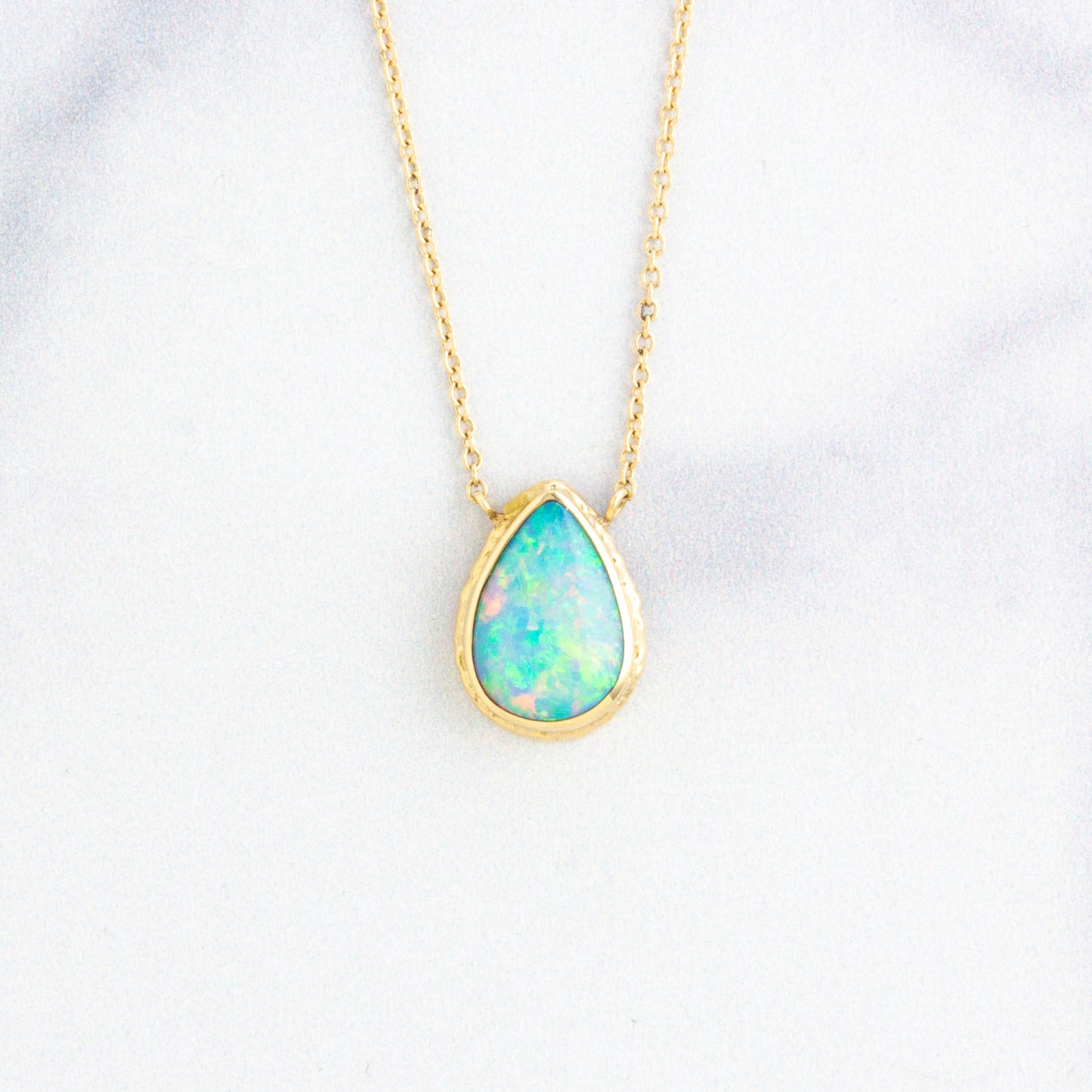 14K Gold Australian Opal Necklace