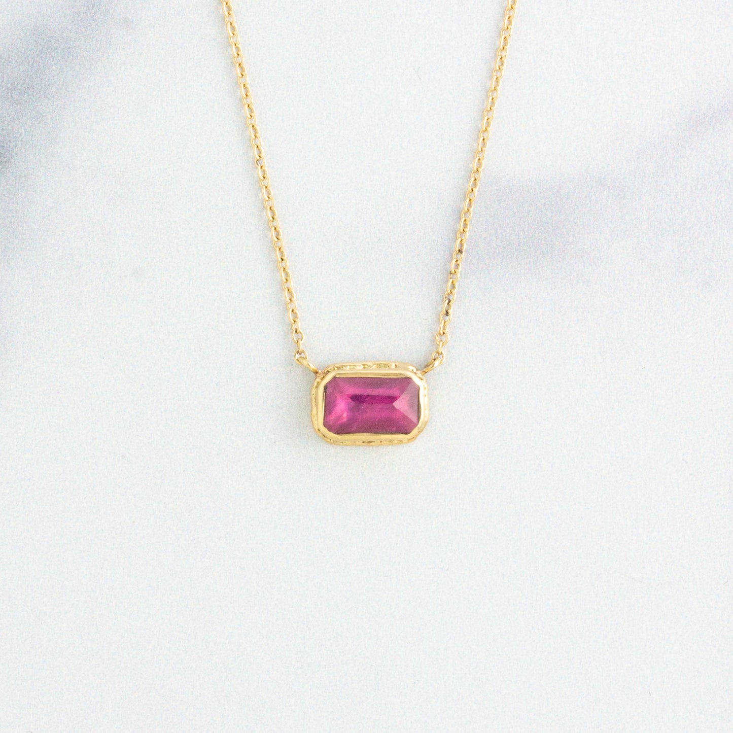 14K Gold African Ruby Necklace