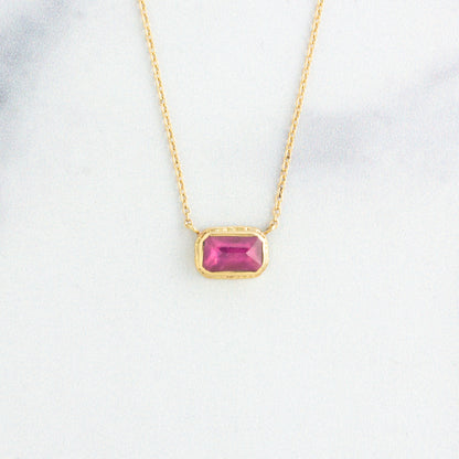 14K Gold African Ruby Necklace