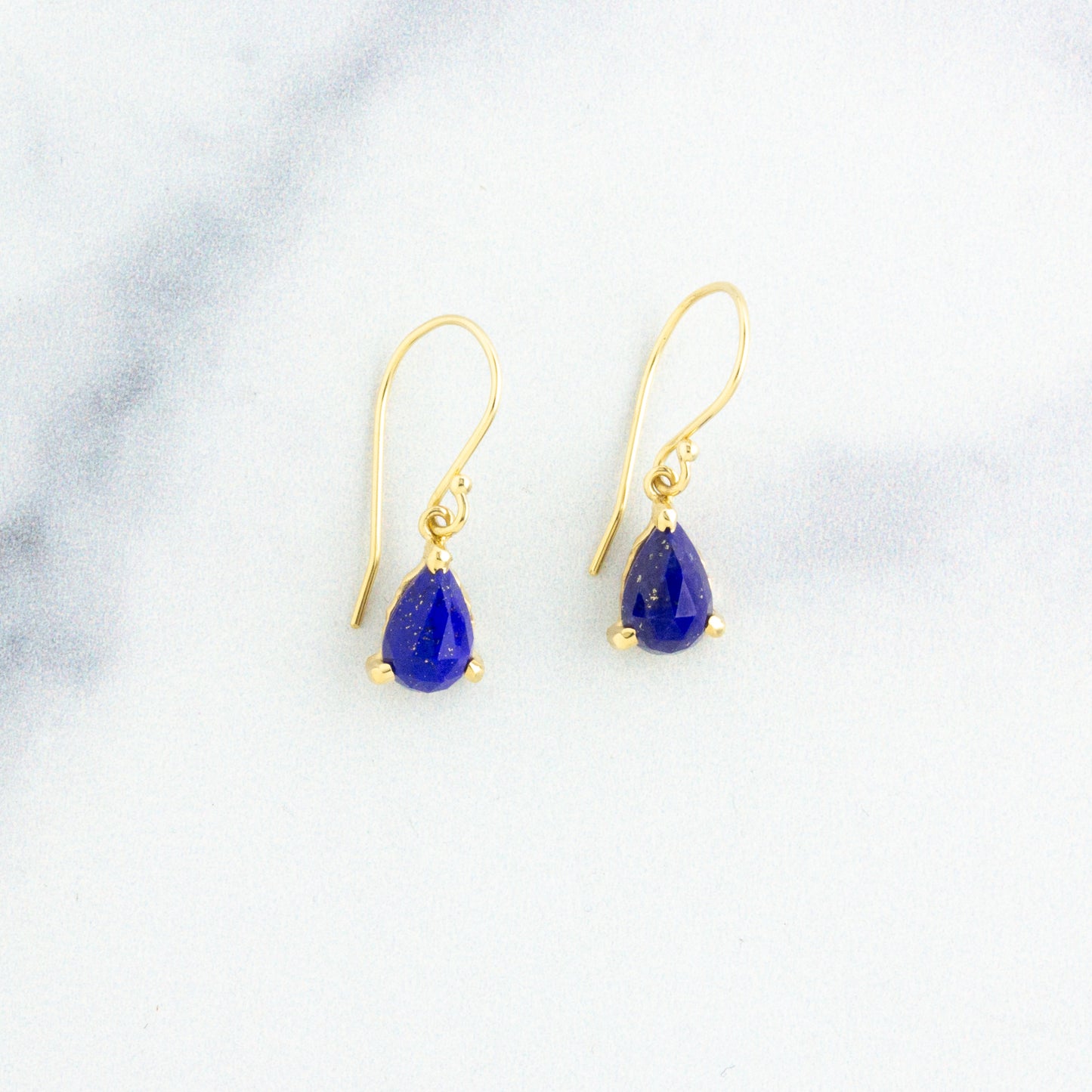 14K Gold Tiny Lapis Earrings