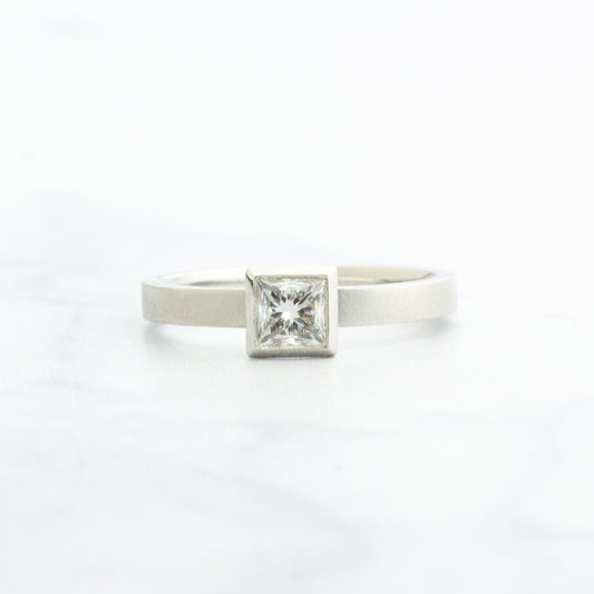 Platinum .58ct Square Diamond Ring