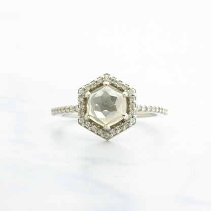 18k White Gold 2.39 tcw Diamond Hexagon Ring