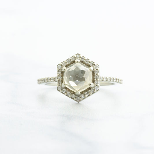 18k White Gold 2.39 tcw Diamond Hexagon Ring