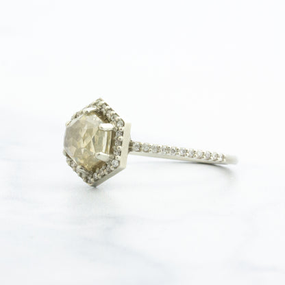 18k White Gold 2.39 tcw Diamond Hexagon Ring