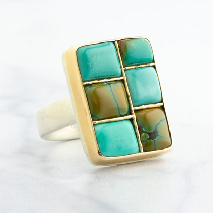 Sterling & 14K Gold Hubei Turquoise Ring