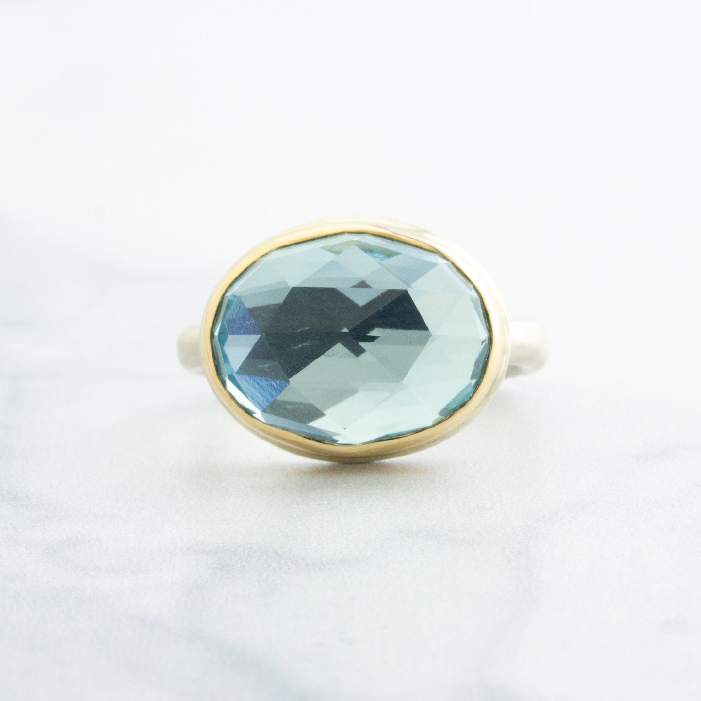 Sterling & 14K Gold Sky Blue Topaz Ring