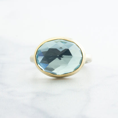 Sterling & 14K Gold Sky Blue Topaz Ring