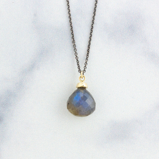Oxidized Sterling & 14K Gold Labradorite Necklace
