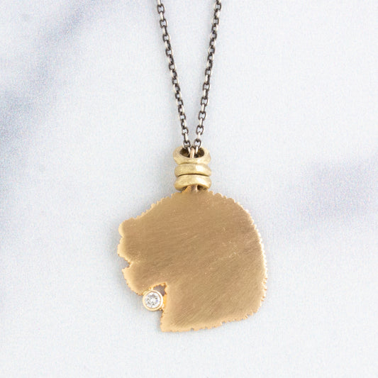 Oxidized Sterling & 14k Gold Split Coin & Diamond Necklace
