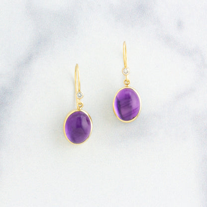 Sterling & 14K Gold Amethyst & Diamond Earrings