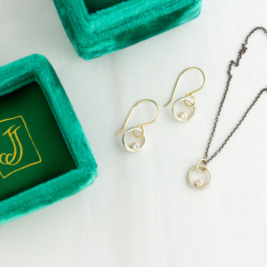 Sterling & 14K Gold Diamond Organic Circle Set