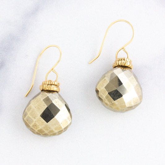 14K Gold Pyrite Earrings