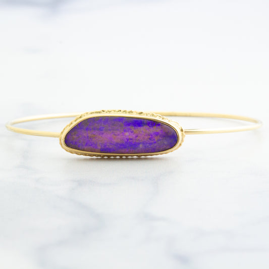 14K Gold Opalized Wood Bracelet
