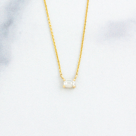 14K Gold .30 ct Diamond Prong Necklace