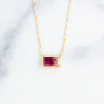 14K Gold Pink Tourmaline Necklace