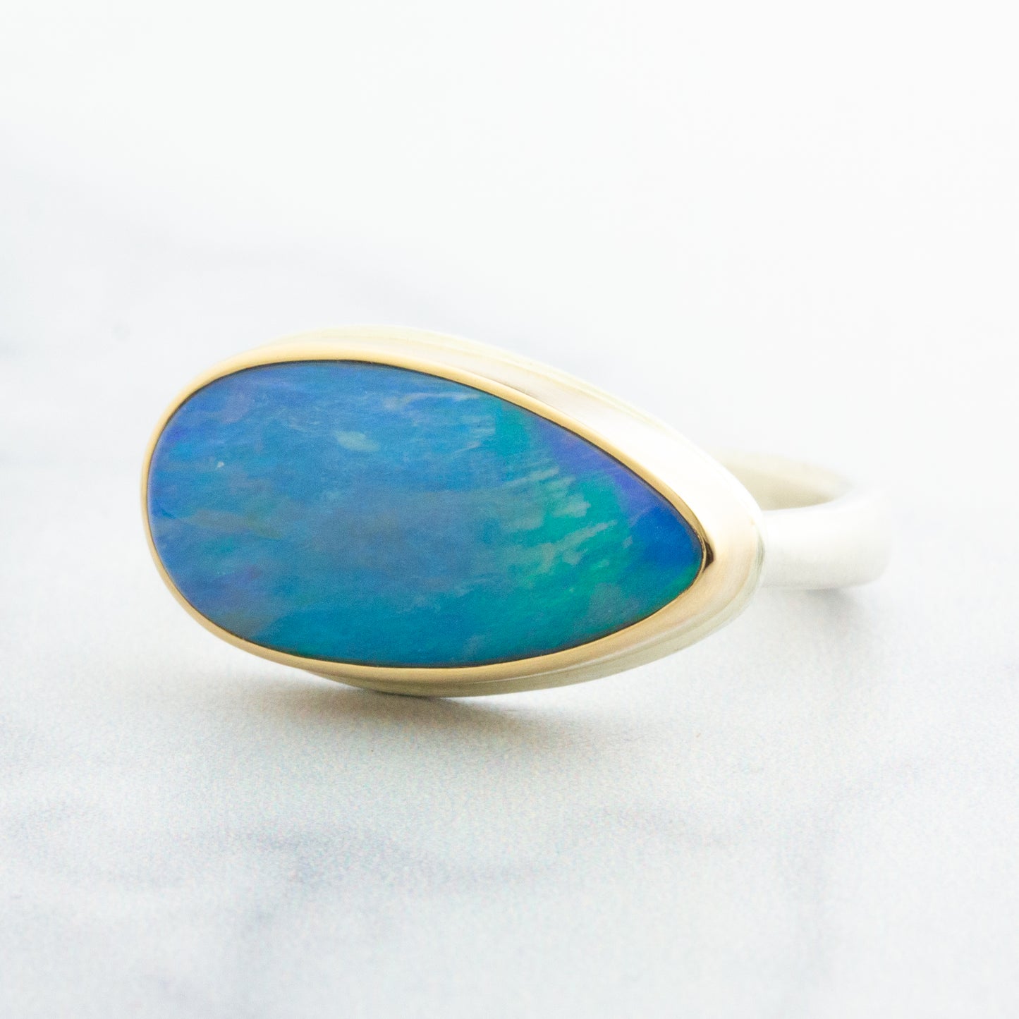 Sterling & 14K Gold Australian Opal Ring