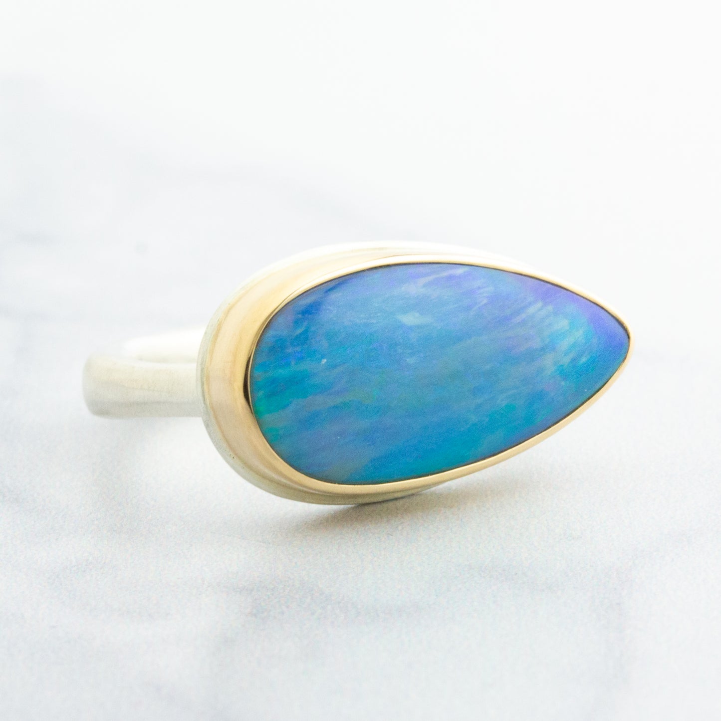 Sterling & 14K Gold Australian Opal Ring