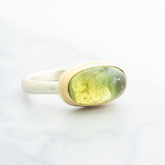 Sterling & 14K Gold Green Tourmaline Ring