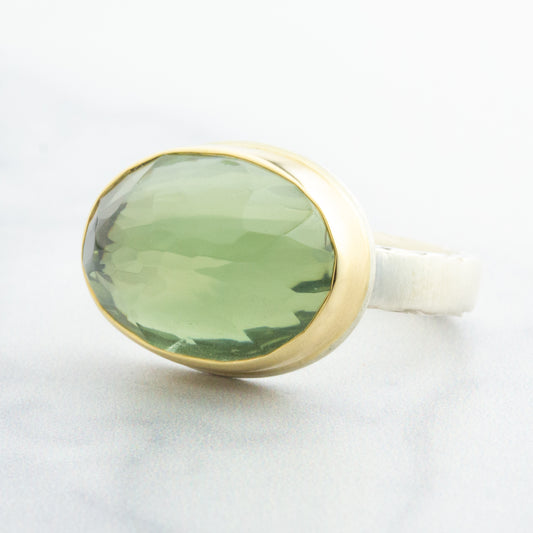 Sterling & 14K Gold Mint Quartz Ring