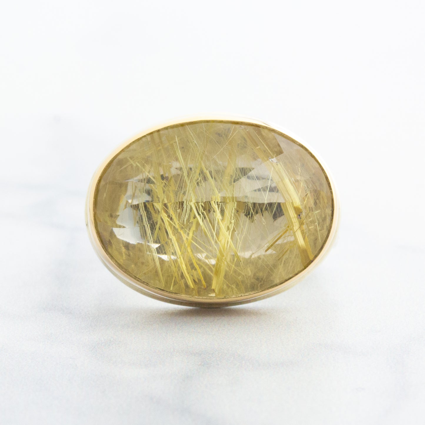 Sterling & 14K Gold Golden Rutilated Quartz Ring