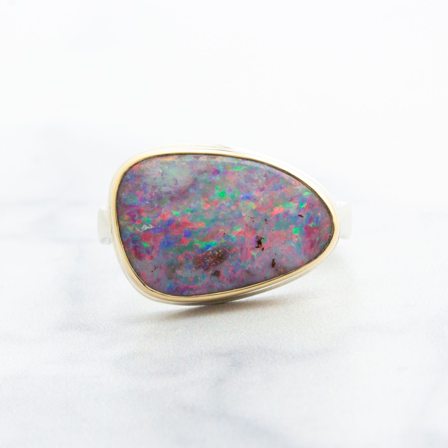 Sterling & 14K Gold Boulder Opal Ring