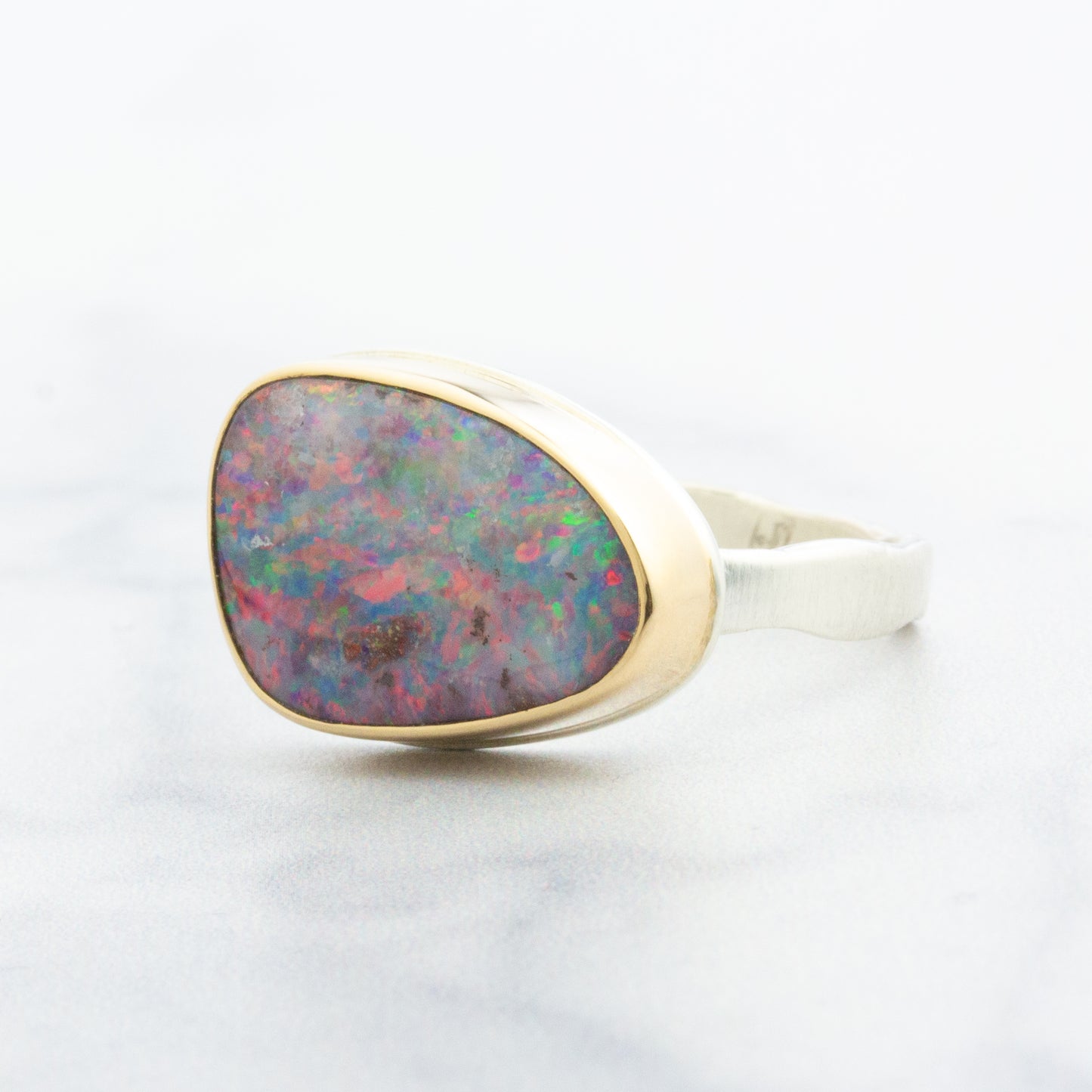 Sterling & 14K Gold Boulder Opal Ring