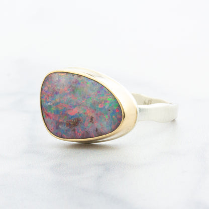 Sterling & 14K Gold Boulder Opal Ring