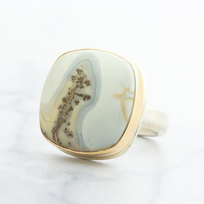 Sterling & 14K Gold Square Maligano Jasper Ring