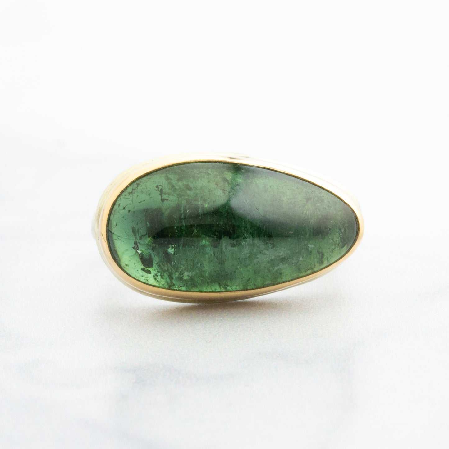 Sterling & 14K Gold Green Tourmaline Ring
