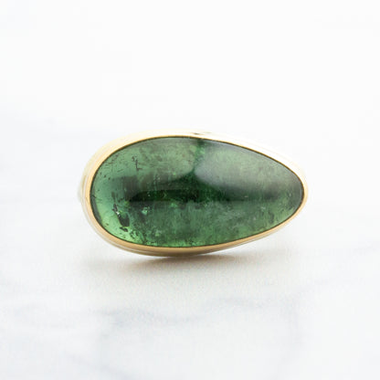 Sterling & 14K Gold Green Tourmaline Ring