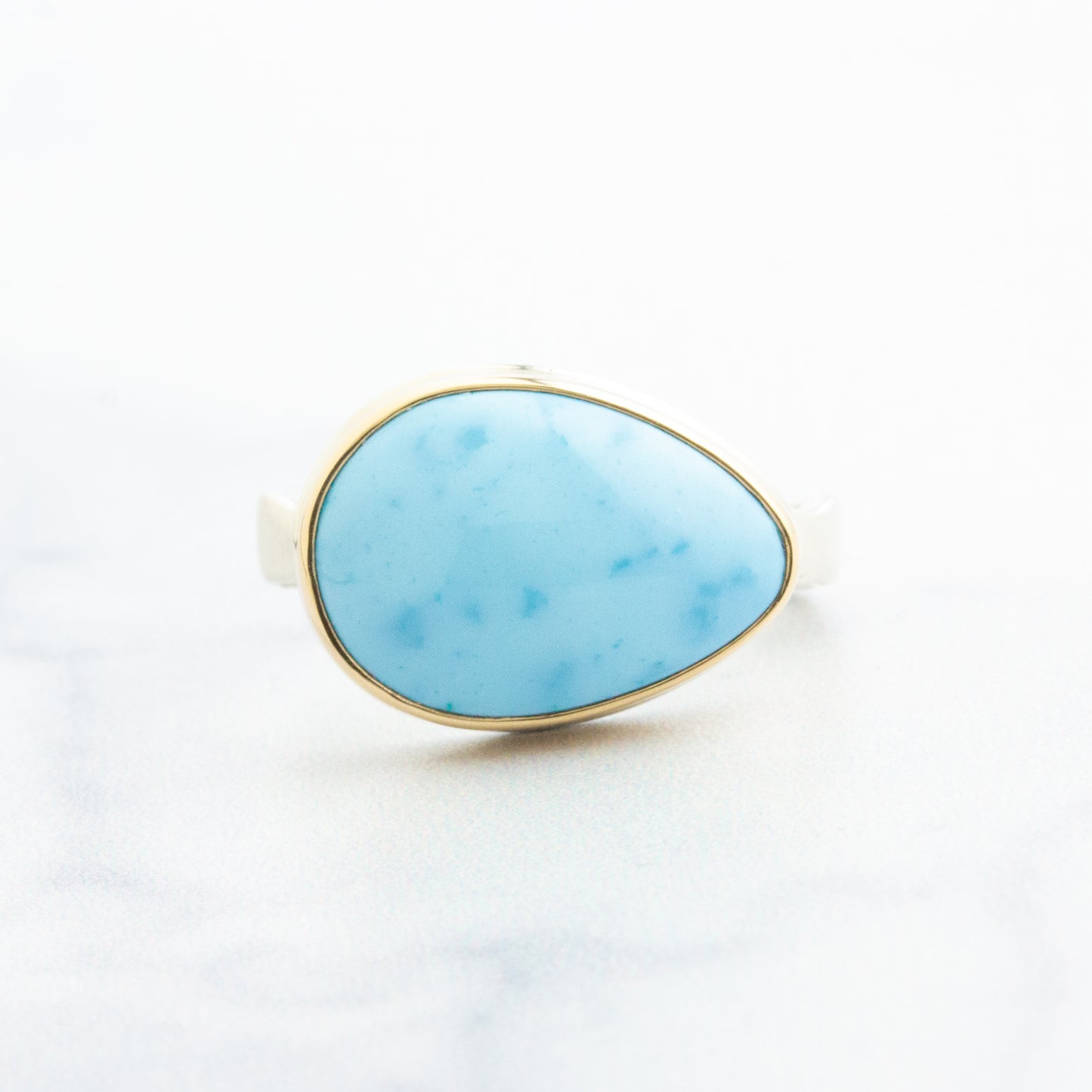 Sterling & 14K Gold Kazakhstani Turquoise Ring