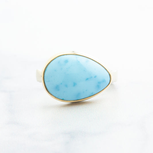Sterling & 14K Gold Kazakhstani Turquoise Ring