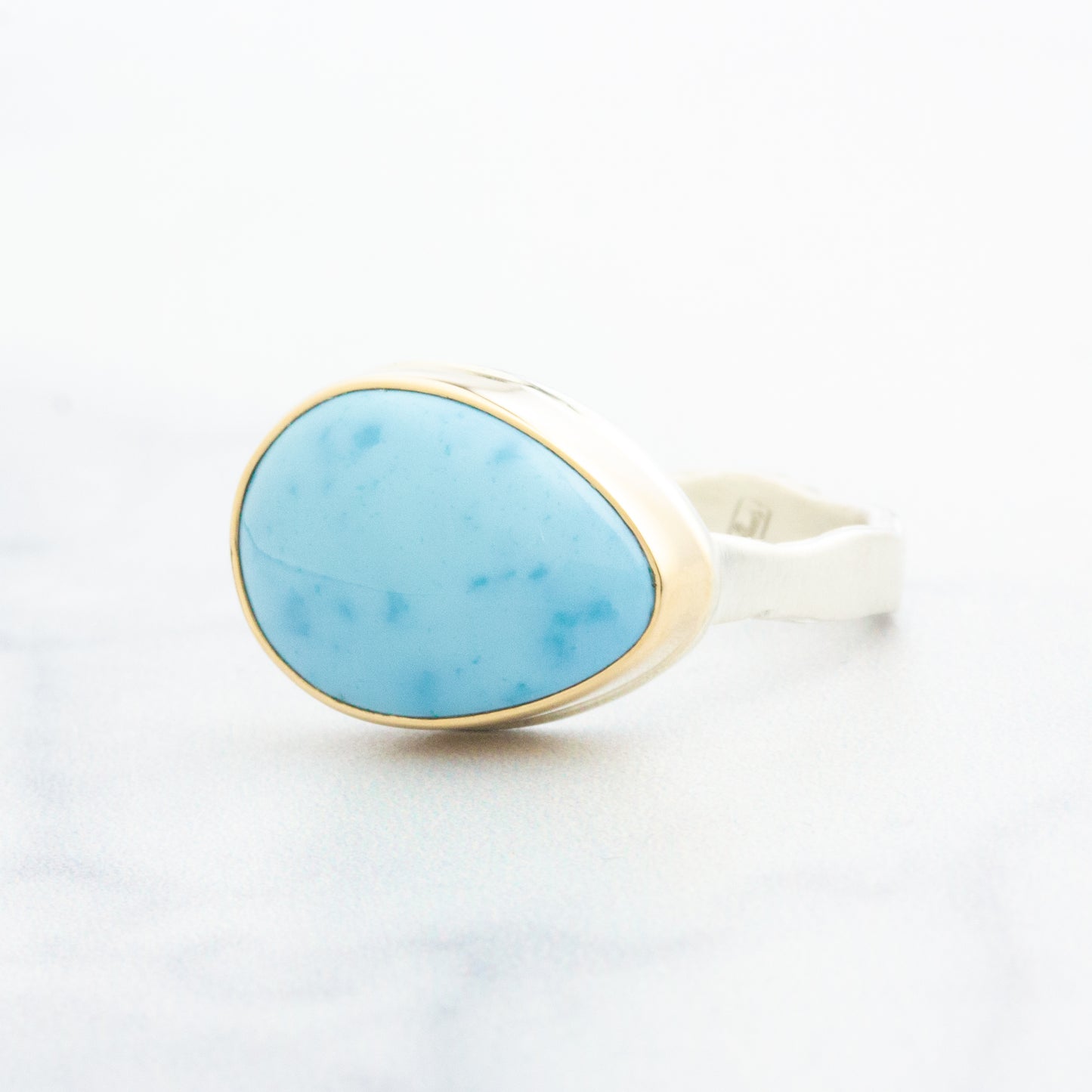 Sterling & 14K Gold Kazakhstani Turquoise Ring