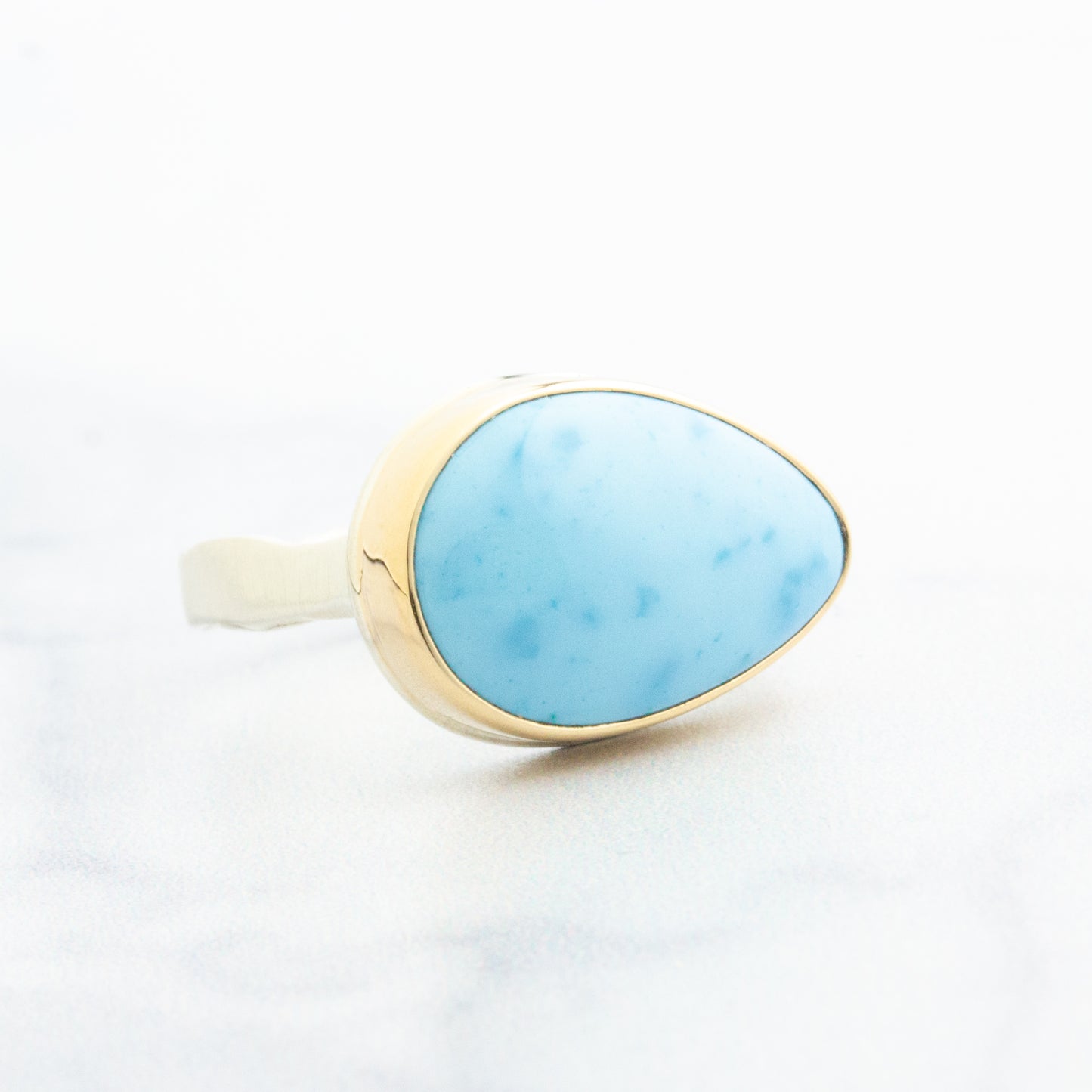 Sterling & 14K Gold Kazakhstani Turquoise Ring