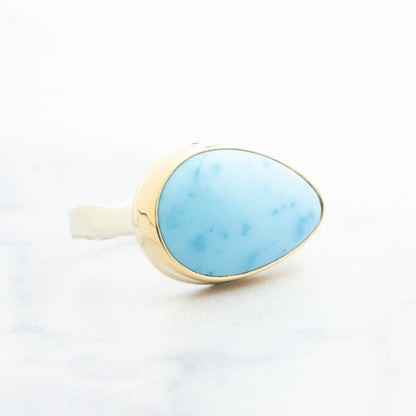 Sterling & 14K Gold Kazakhstani Turquoise Ring