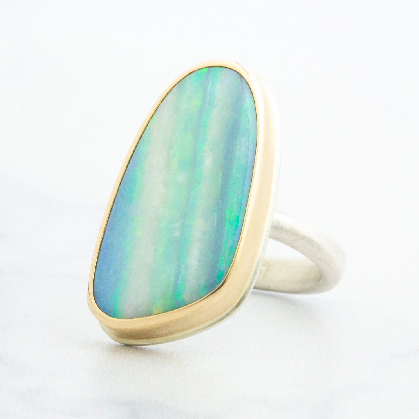 Sterling & 14K Gold Australian Opal Ring