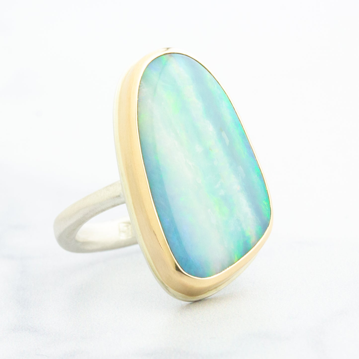 Sterling & 14K Gold Australian Opal Ring